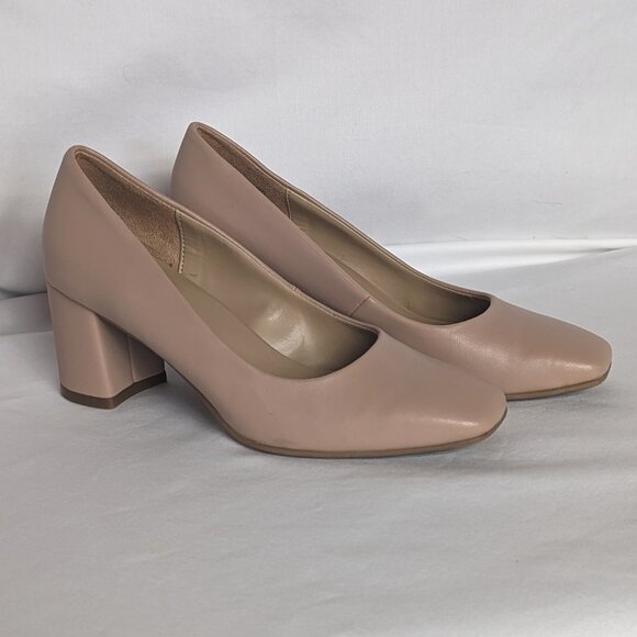 Warner block heel square-toe pump neutral creme brulee size 5.5 GUC Naturalizer - Picture 13 of 15